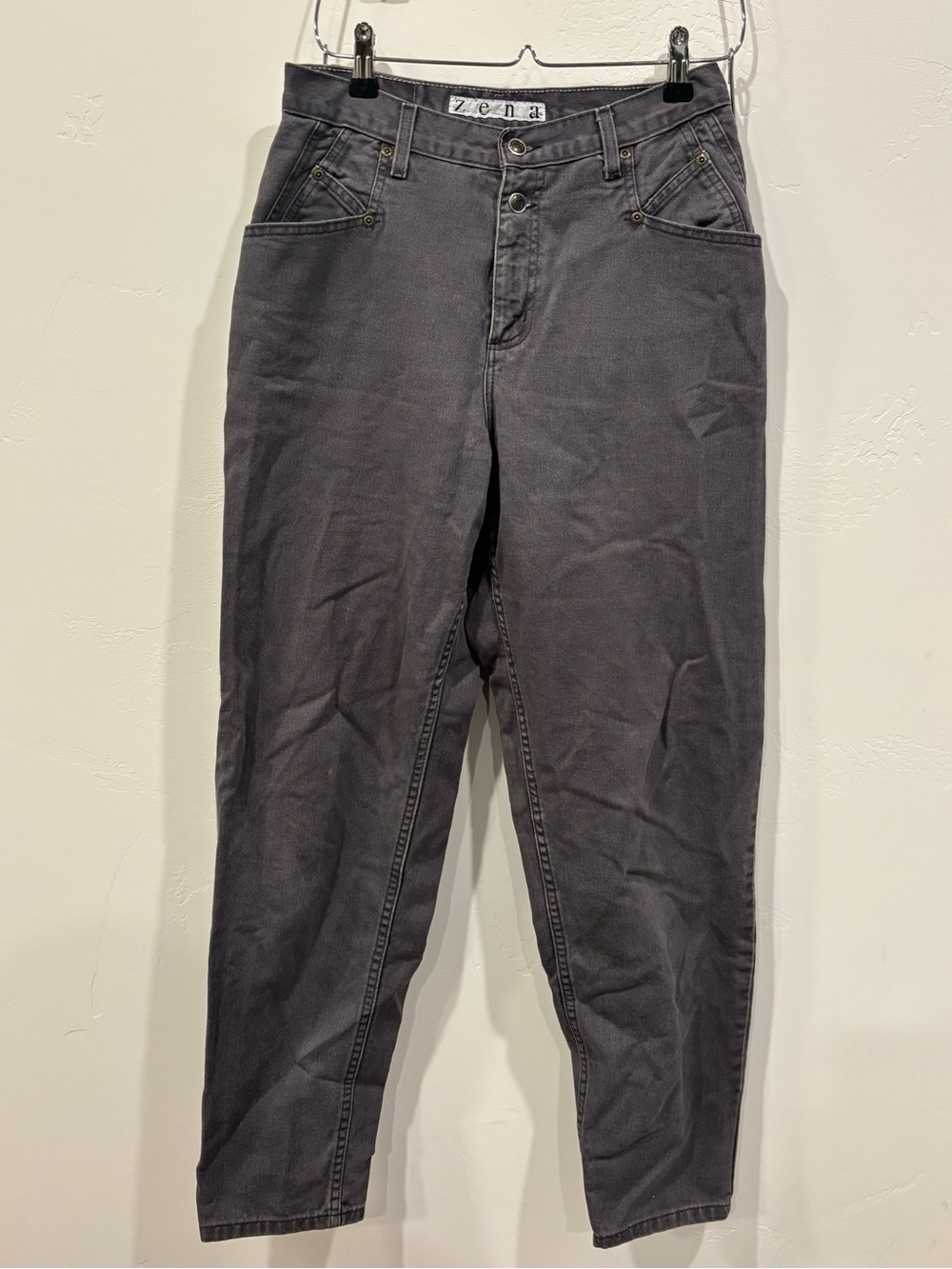 Zena Charcoal High-Rise Tapered Jeans